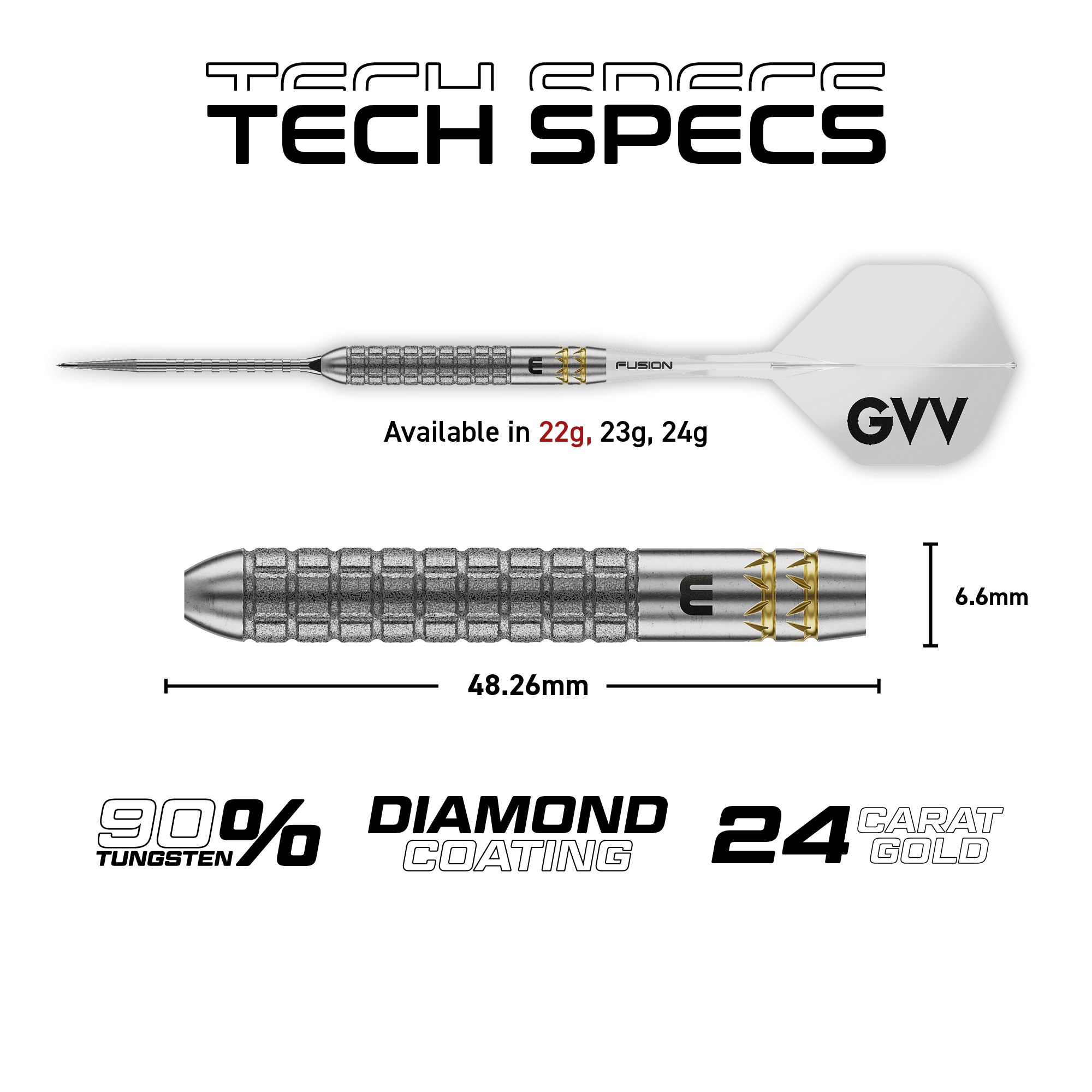 Winmau GVV W-MAX Switch Point Steeldarts Maße 22g