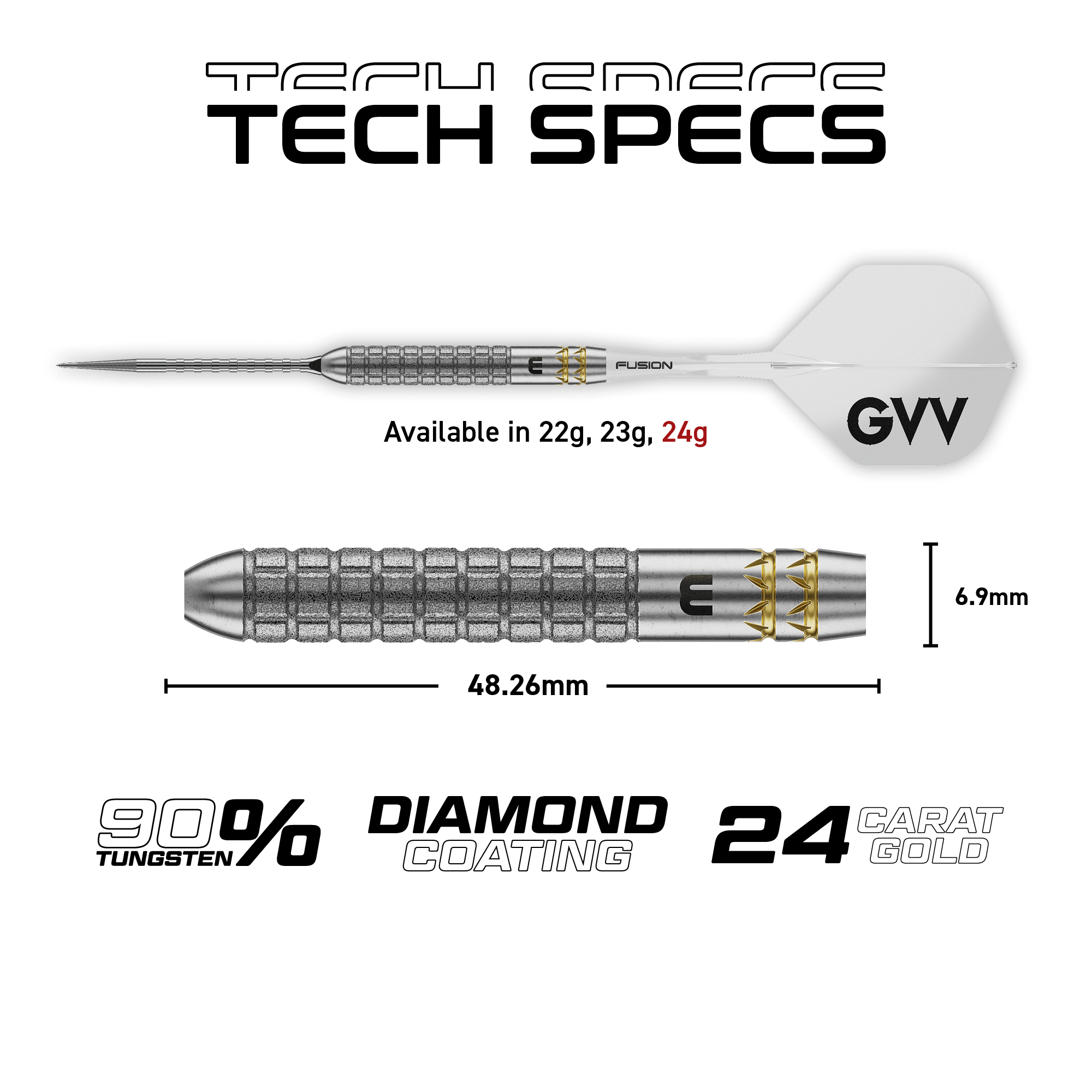 Winmau GVV W-MAX Switch Point Steeldarts Maße 24g