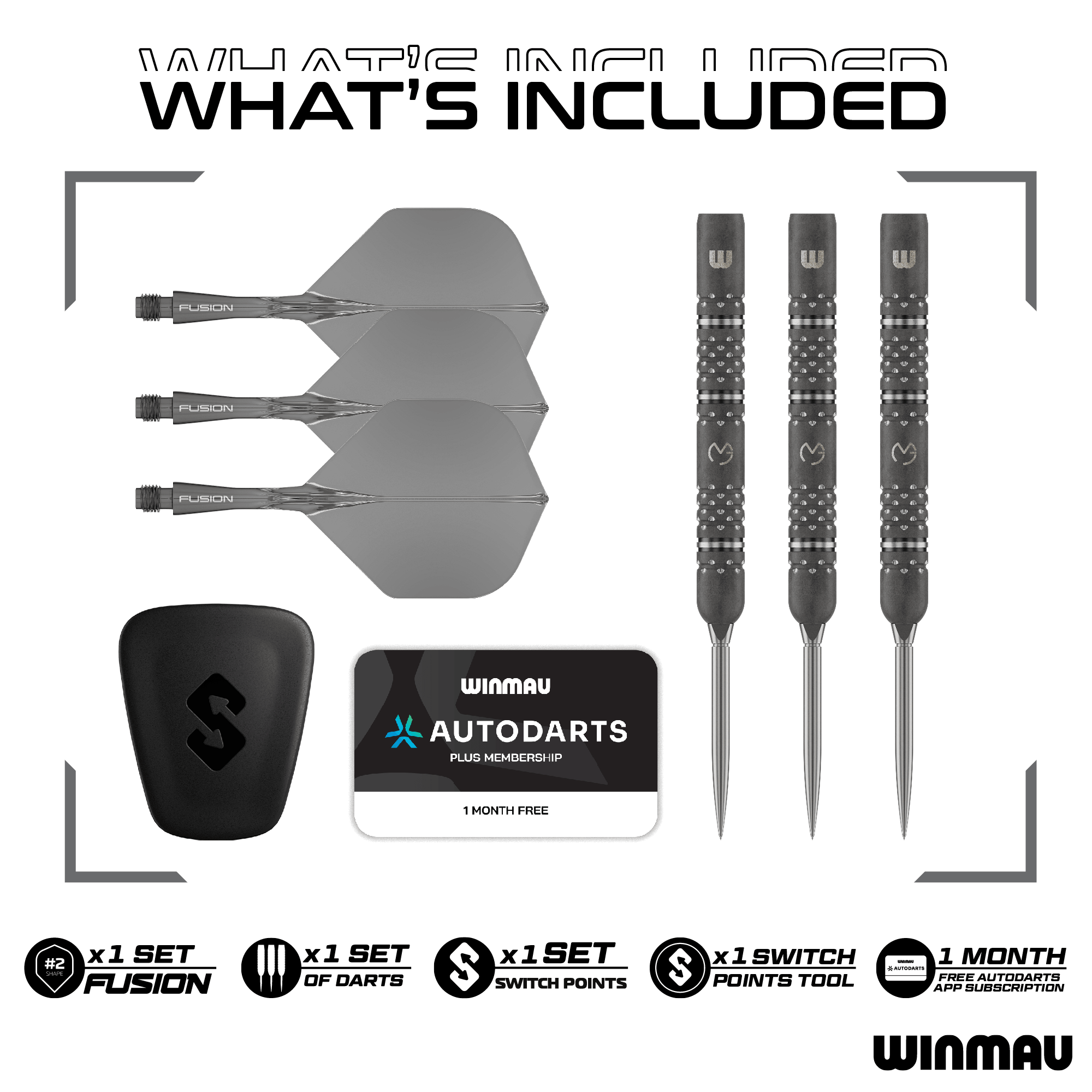 Winmau MVG TS-PRO Switch Point Steeldarts Packungsinhalt
