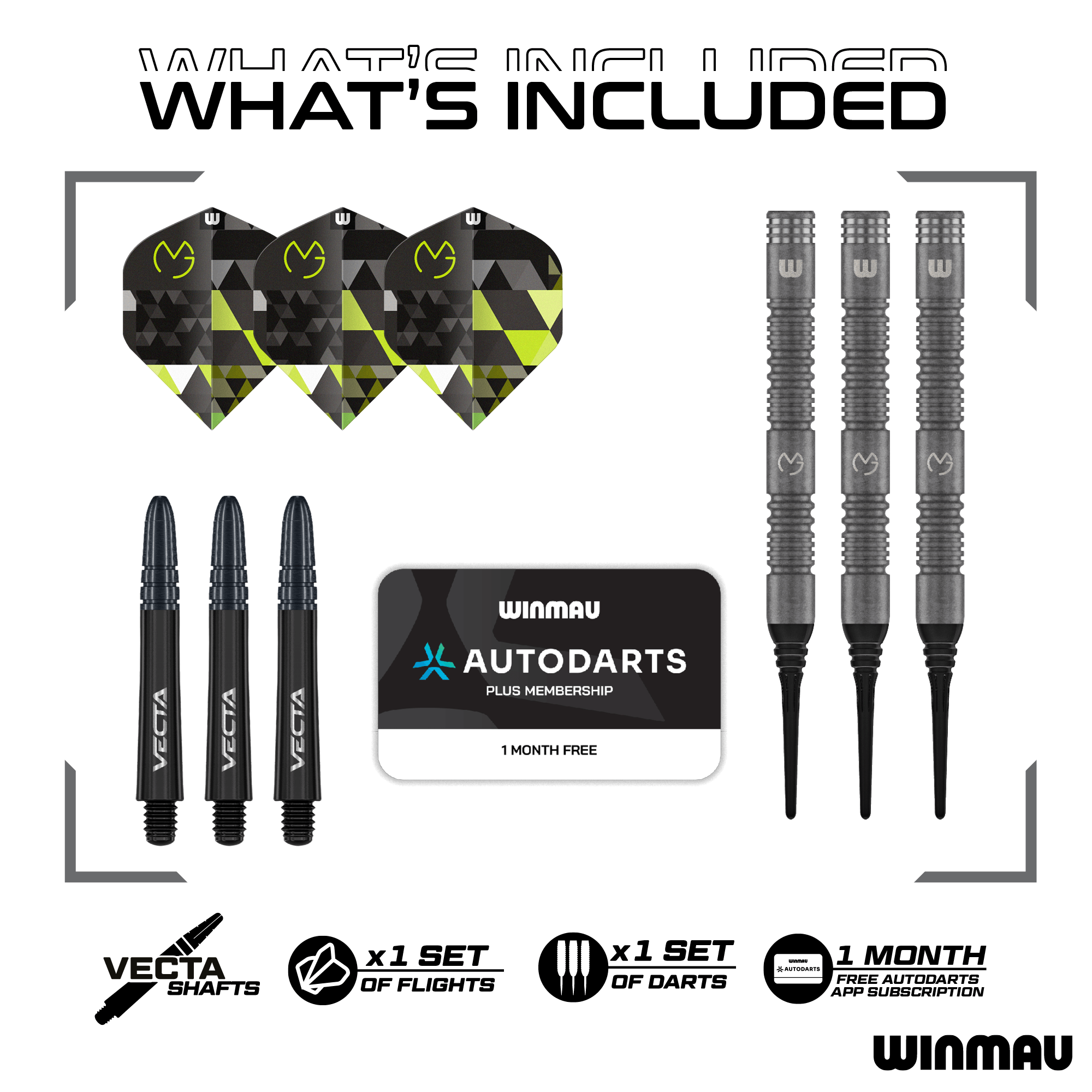 Winmau MVG TS Softdarts Packungsinhalt