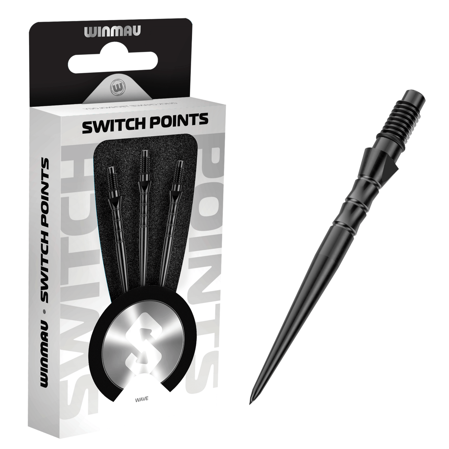 Winmau Switch Point Wave Black Spitzen Verpackung