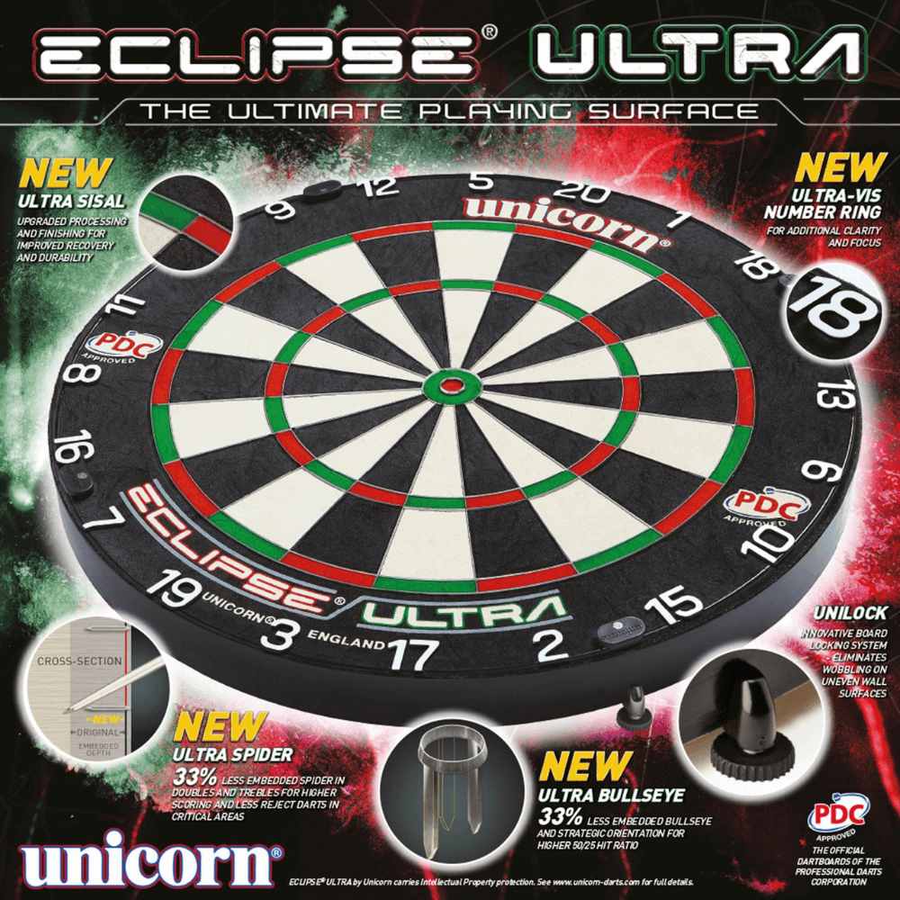 Unicorn Eclipse Ultra Official PDC Dartboard Packung